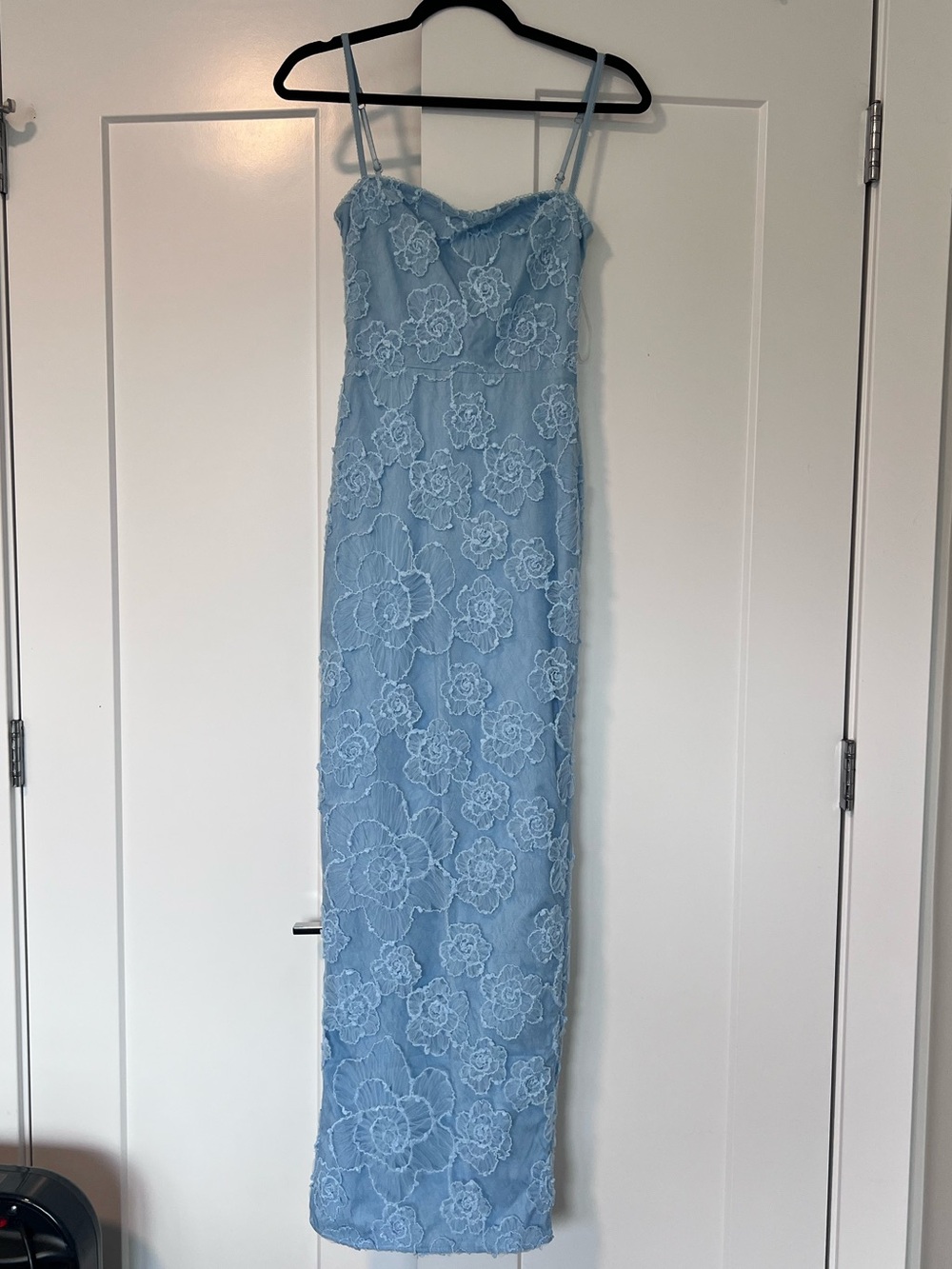 House of CB Light Blue Floral Lace Maxi Slip Dress